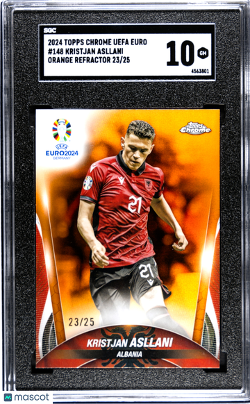 2024 Topps Chrome Uefa Euro Kristjan Asllani #148 Orange Refractor SGC 10