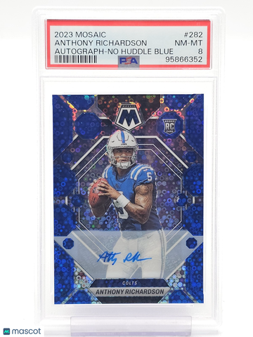 2023 Panini Mosaic Anthony Richardson #282 Autograph No Huddle Blue PSA 8 Panini Authentic