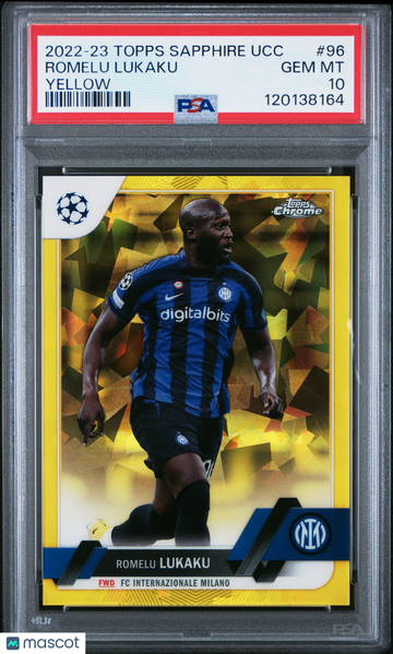 2022-23 Topps Chrome UEFA Sapphire Romelu Lukaku #96 Yellow /99 PSA 10