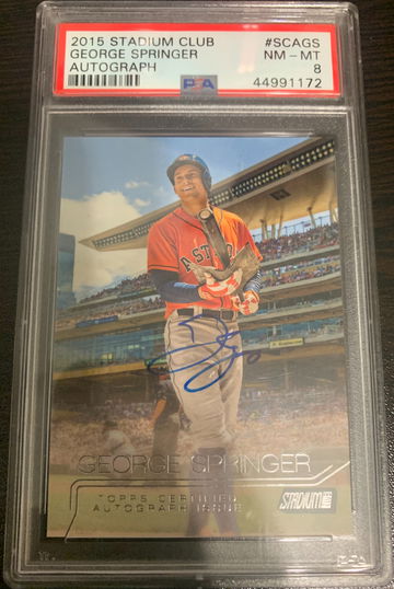 2015 Stadium Club George Springer Autograph #SCAGS PSA 8