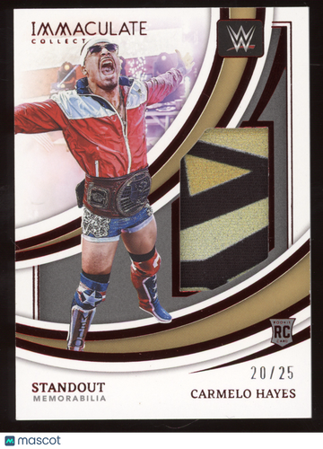 2022 Panini Immaculate Collection WWE Carmelo Hayes #SM-CHY Red /25 Standout Memorabilia RC