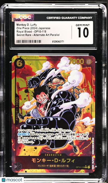 2024 One Piece Royal Blood Monkey D. Luffy Alternate Art Parallel Japanese CGC 10 #OP10-118