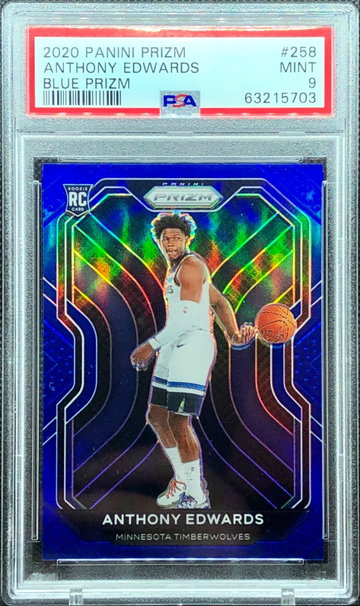 2020 Panini Prizm Anthony Edwards Blue Refractor PSA 9