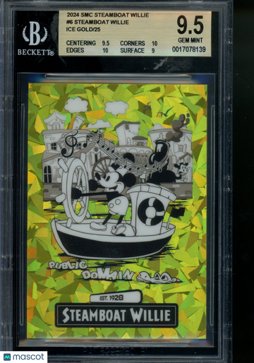 2024 SMC Steamboat Willie Steamboat Willie Ice Gold 5/25 #6 BGS 9.5