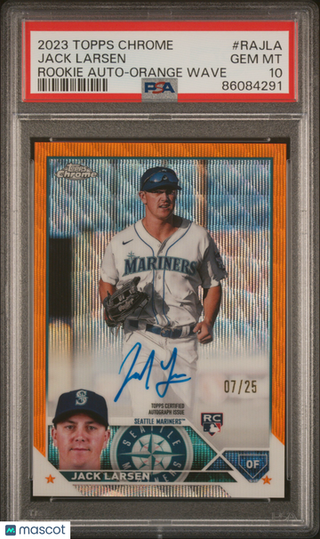 2023 Topps Chrome Rookie Autograph Jack Larsen #RAJLA Orange Wave Ref /25 PSA 10