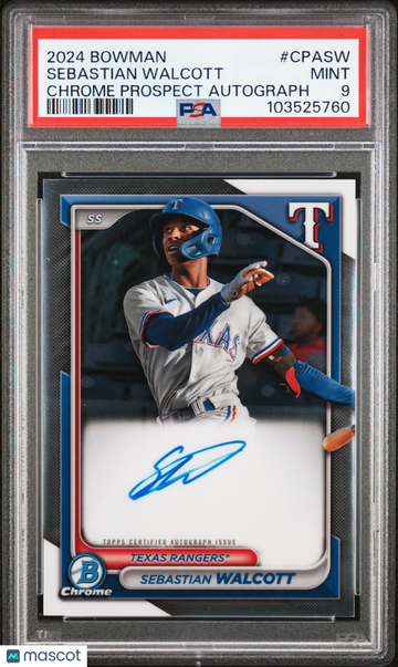 2024 Bowman Chrome Prospect Autographs Sebastian Walcott #CPASW PSA 9