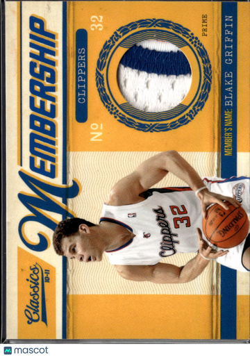 2011 Panini Classics Membership Blake Griffin #11 /49 Prime Game-worn Swatch