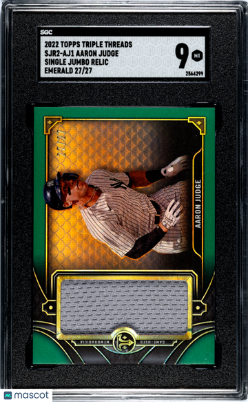 2022 Topps Triple Threads Aaron Judge #SJR2-AJ1 Single Jumbo Relic Emerald SGC 9