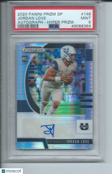 2020 Panini Prizm Draft Picks Jordan Love #148 Autograph Hyper PSA 9