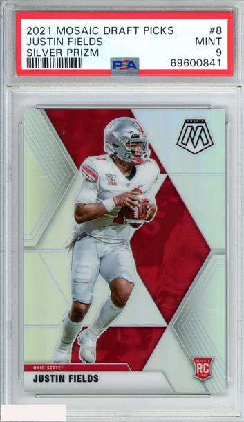 2021 PANINI MOSAIC DRAFT PICKS JUSTIN FIELDS #8 SILVER PRIZM ROOKIE PSA 9 MINT