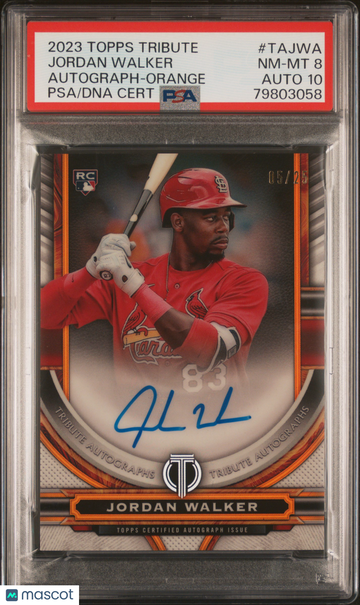 2023 Topps Tribute Tribute Autograph Jordan Walker #TAJWA Orange /25 PSA 8 Auto 10