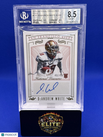 2015 Panini National Treasures DeAndrew White #156 Rookie Signatures Gold SN AU BGS 8.5 Auto 9