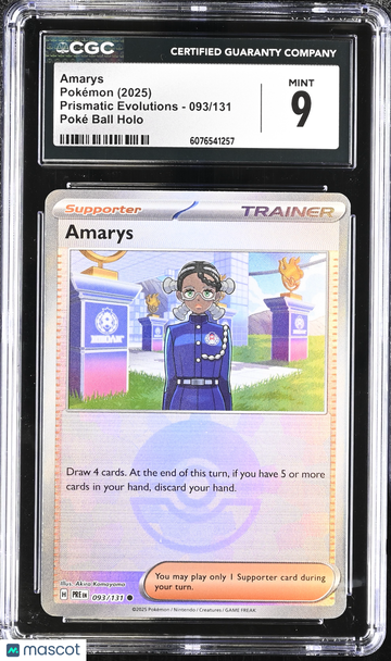 2025 Pokemon Prismatic Evolutions Amarys Pok^ Ball Holo 093/131 CGC 9 #093/131