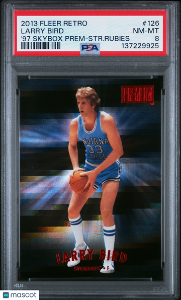 2013 Fleer Retro Larry Bird #126 '97 Skybox Prem STR. Rubies /50 PSA 8