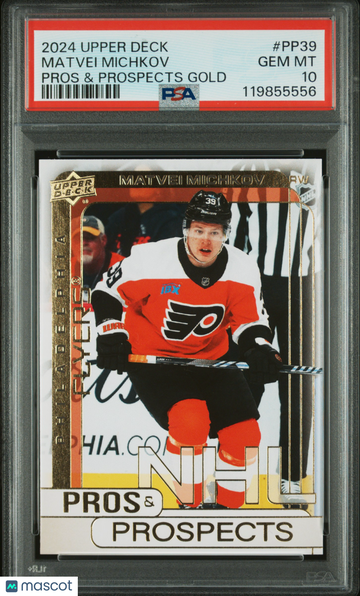 2024-25 Upper Deck Extended Series Pros & Prospects Matvei Michkov #PP39 Gold Rookie PSA 10