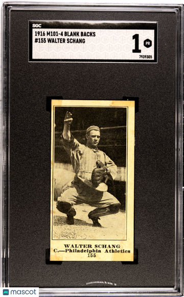 1916 M101-4 Blank Backs Walter Schang SGC 1
