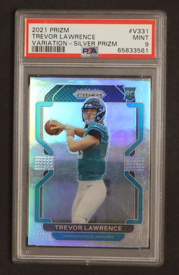 2021 Panini Prizm Ball In Right Hand Variation Silver Prizm Trevor Lawrence #V331 PSA 9
