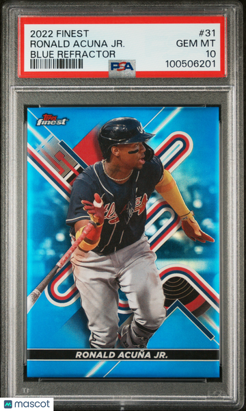 2022 Topps Finest Ronald Acuna JR. #31 Blue Refractor PSA 10
