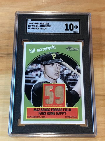 Bill Mazeroski 2008 Topps Heritage Flashback Relic SGC 10