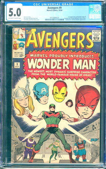 Avengers #9 (1964) CGC 5.0 - O/w to white p; 1st & origin Wonder Man (Williams)