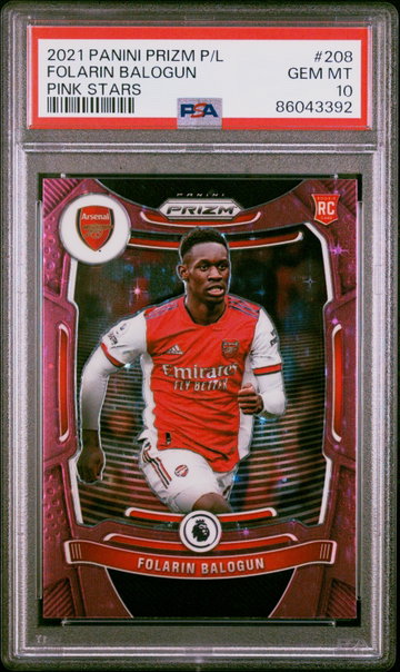 2021 PANINI FOLARIN PREMIER LEAGUE BALOGUN PRIZM SSP PINK STARS #208 RC PSA 10