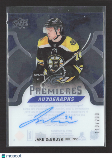 2018 Upper Deck Ice Premieres Autographs Jake DeBrusk #IPA-JD /299