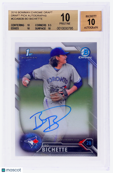 2016 Bowman Draft Bo Bichette 1st Low Pop BGS 10 Auto 10