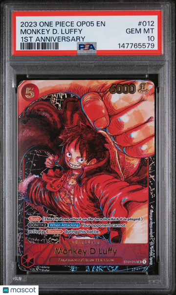 2023 One Piece Op05-Awakening Of The New Era Monkey D. Luffy 1st Anniversary PSA 10 #012