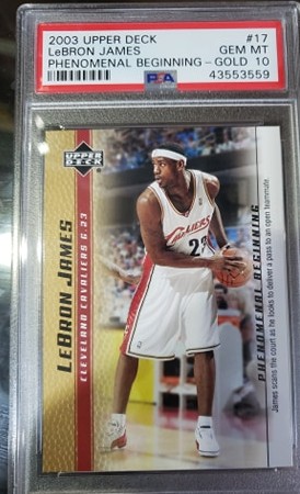 2003 upper Deck Lebron James Phenomenal Beginning GOLD PSA 10