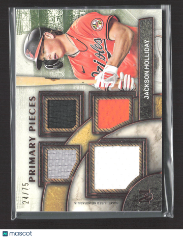 2025 Topps Museum Collection Primary Pieces Jackson Holliday #SPPQ-JHO /75 Game-Used Memorabilia Quad Relic Card