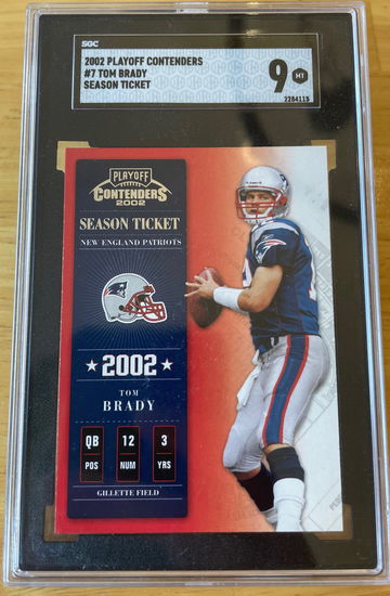 2002 Panini Playoff Contenders Tom Brady SGC 9