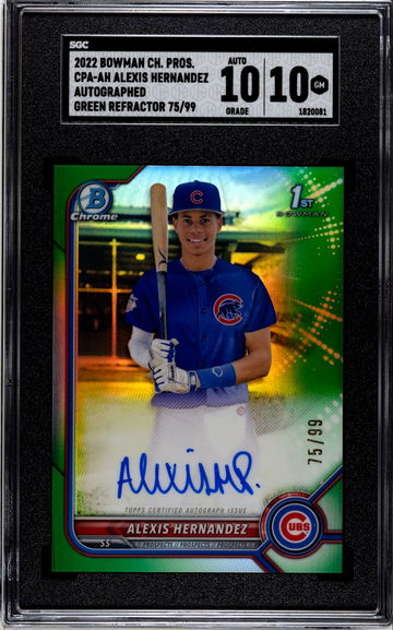 SGC 10 2022 Bowman Chrome Alexis Hernandez Green Refractor Auto #'d 75/99