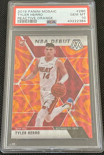 Tyler Herro 2019 Mosaic Prizm Debut Reactive Orange PSA 10