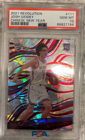 2021 Panini Revolution Chinese New Year Josh Giddey Red Cracked Ice PSA 10 Gem Mint