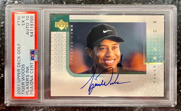 RARE 2001 TIGER WOODS ROOKIE RC AUTO UPPER DECK PLAYER'S INK #TW PSA 5 10 GEM! (POP 1)
