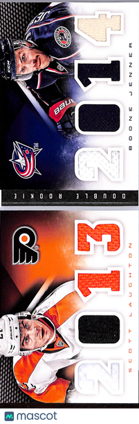 2013 Panini Playbook Double Rookie Boone Jenner Scott Laughton #DR-LJ Jersey Patch