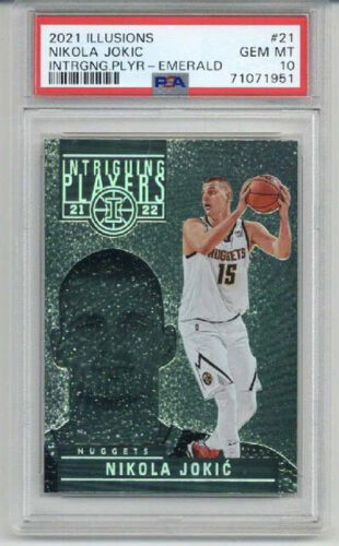 2021 PANINI ILLUSIONS INTRIGUING PLAYERS EMERALD #21 NIKOLA JOKIC PSA 10