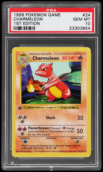 1999 Pokemon Base Set Charmeleon 1st Edition PSA 10