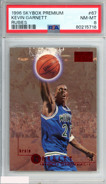 1996 SKYBOX PREMIUM KEVIN GARNETT #67 RUBIES TIMBERWOLVES HOF PSA 8 NM-MT