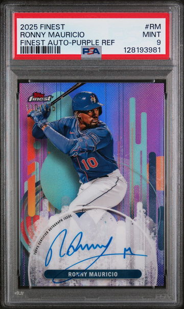 2025 Topps Finest Finest Autographs Purple Refractor Ronny Mauricio #RM /175 PSA 9