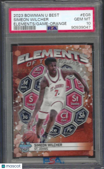 2023 Bowman University Best Elements Of The Game Simeon Wilcher #EG8 Orange Ref PSA 10