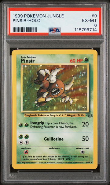 1999 Pokemon Jungle Holo Pinsir #9A PSA 6