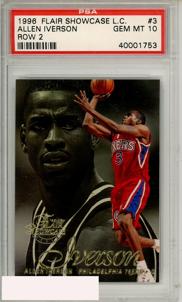 1996 FLAIR SHOWCASE LEGACY COLLECTION ALLEN IVERSON #3 ROW 2 PSA 10 RC