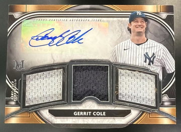 2021 Topps Museum Collection Gerrit Cole #SPTRA-GC Single-Player Signature Swatches Triple Relic Auto /99 MEM