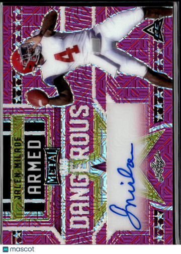 Jalen Milroe 2023 Leaf Metal Armed & Dangerous Auto Purple Wave /3 Alabama Crimson Tide