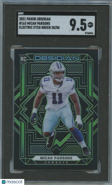 2021 Panini Obsidian Micah Parsons #163 Electric Etch Green 50 Rookie SGC 9.5