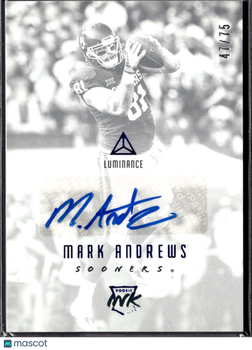 2018 Panini Luminance Football Rookie Ink Mark Andrews #RI-MAN /75