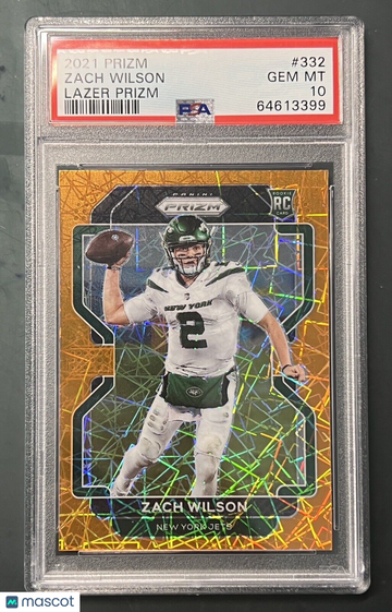 2021 Panini Prizm Zach Wilson #332 Lazer Prizm Parallel/Variety Rookie PSA 10