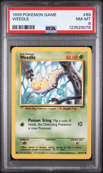 1999 Pokemon Base Set Weedle #69 PSA 8