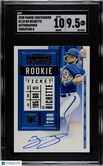 2020 Panini Contenders Bo Bichette #110 Autograph Var. B Rookie SGC 9.5 Auto 10
